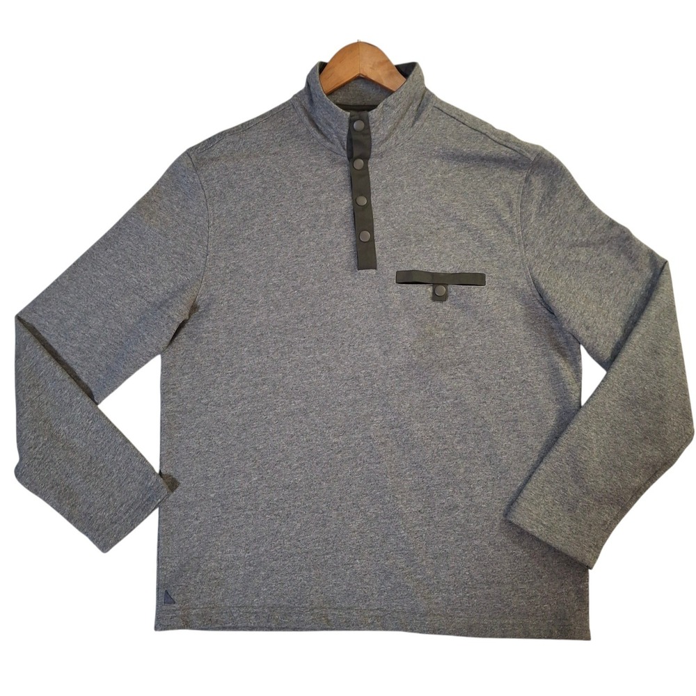 Untuckit Parkson Snap Fleece Pullover‎ Men's Large Gray Chest Pocket 41232